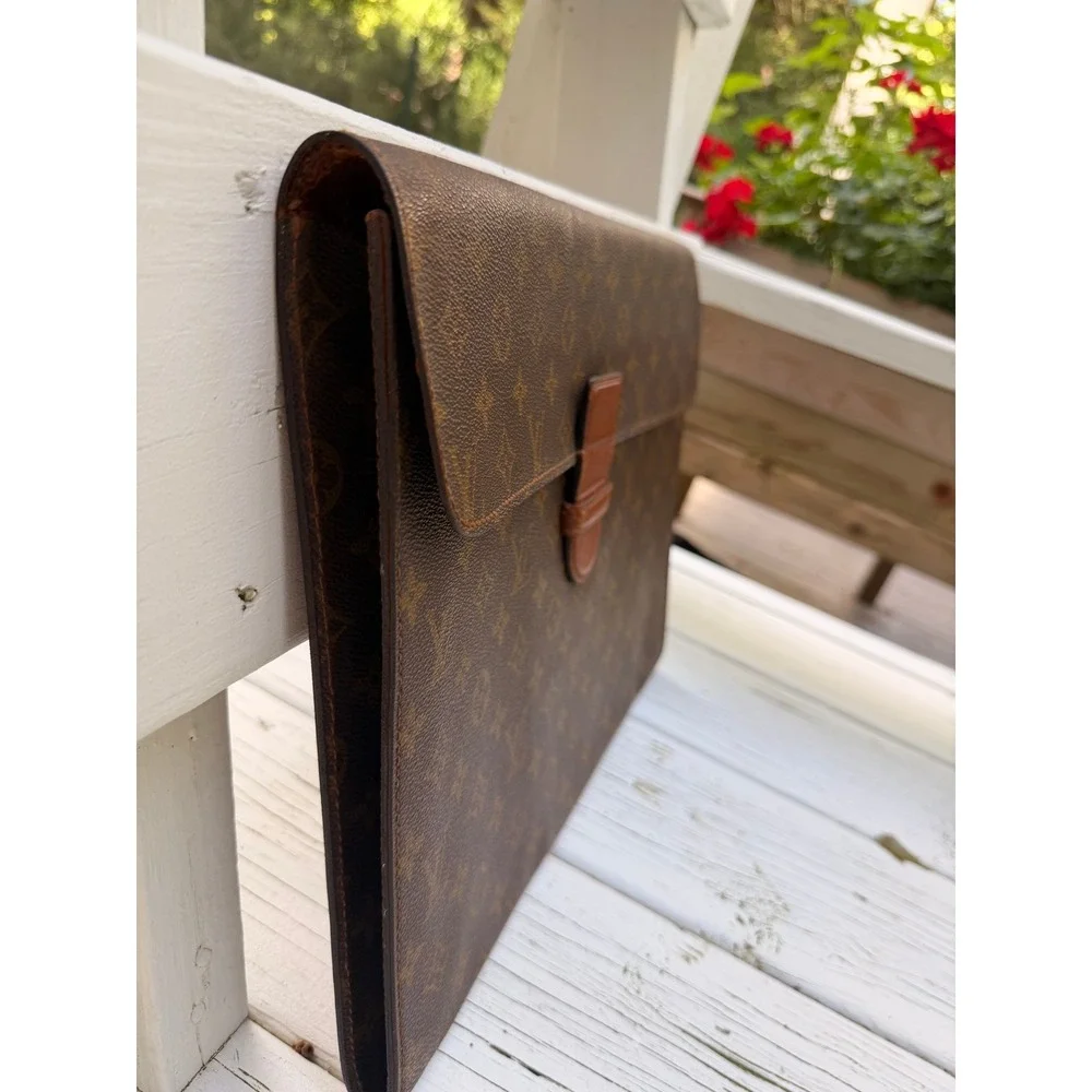 Louis Vuitton Monogram Pochette Documents Portfolio Brown Vintage M53456